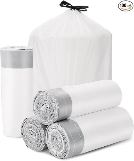 Picture of 1Trash Bags Drawstring Garbage Bags 8 Gallon Thickened Stretchy,Bathroom,Bedroom,Kitchen,Office and Living Room(100 Count)